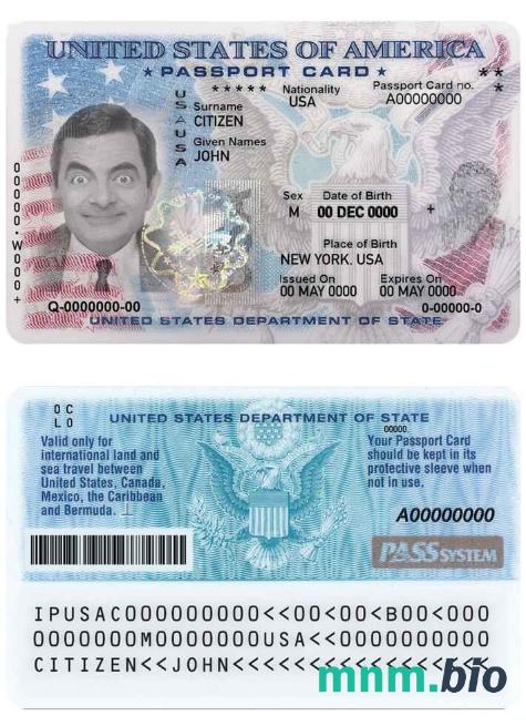 Szablon karty paszportowej USA w PSD, w pełni edytowalny, wersja 2 szablon w PSD, w pełni edytowalny